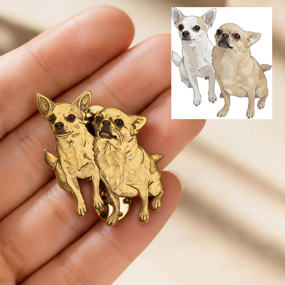 Pet Portrait Custom - Custom Engrave Pet Photo Pins Personalized