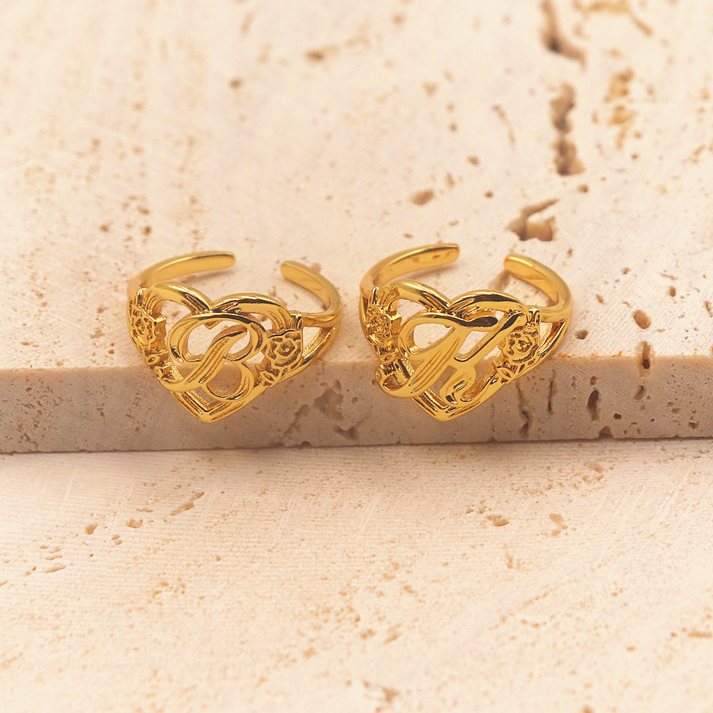 Gold Personalized Initials Hea - Initial Ring Custom ulasan dan harga