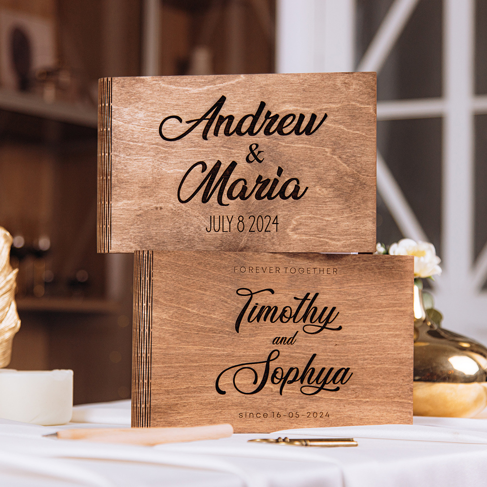 Personalized Wooden GuestBook  - Custom Photo Book ulasan dan harga