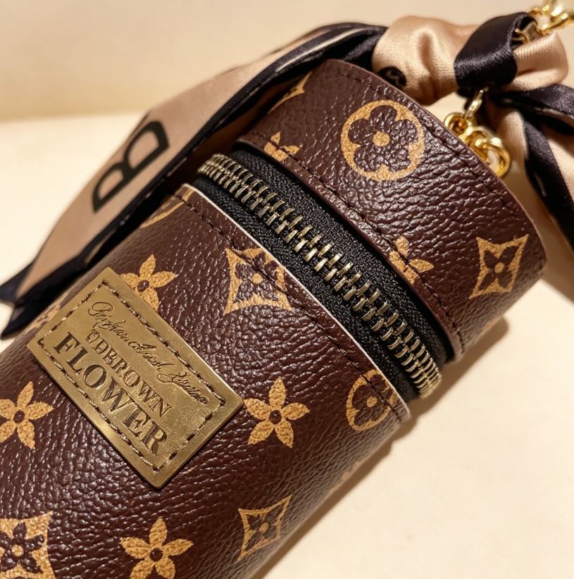 Vintage Brown Monogram Print C - Monogram Keychain Leather ulasan dan harga