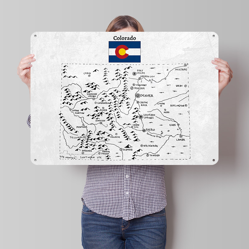 Hand Drawn Map of Colorado 3D  - Custom Map Poster ulasan dan harga