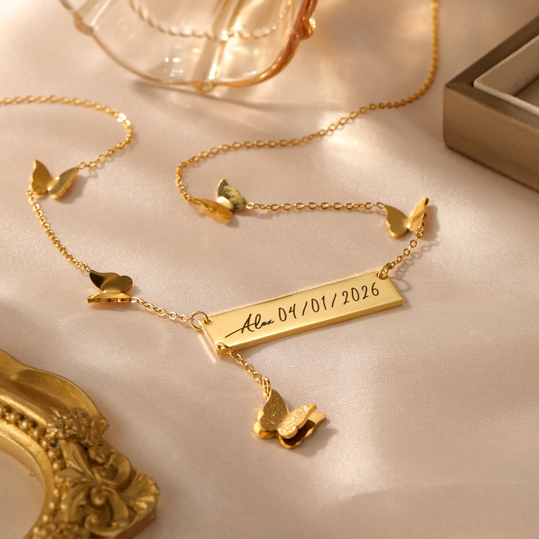 Personalized Butterfly Bar Nam - Handwriting Necklace Bar ulasan dan harga
