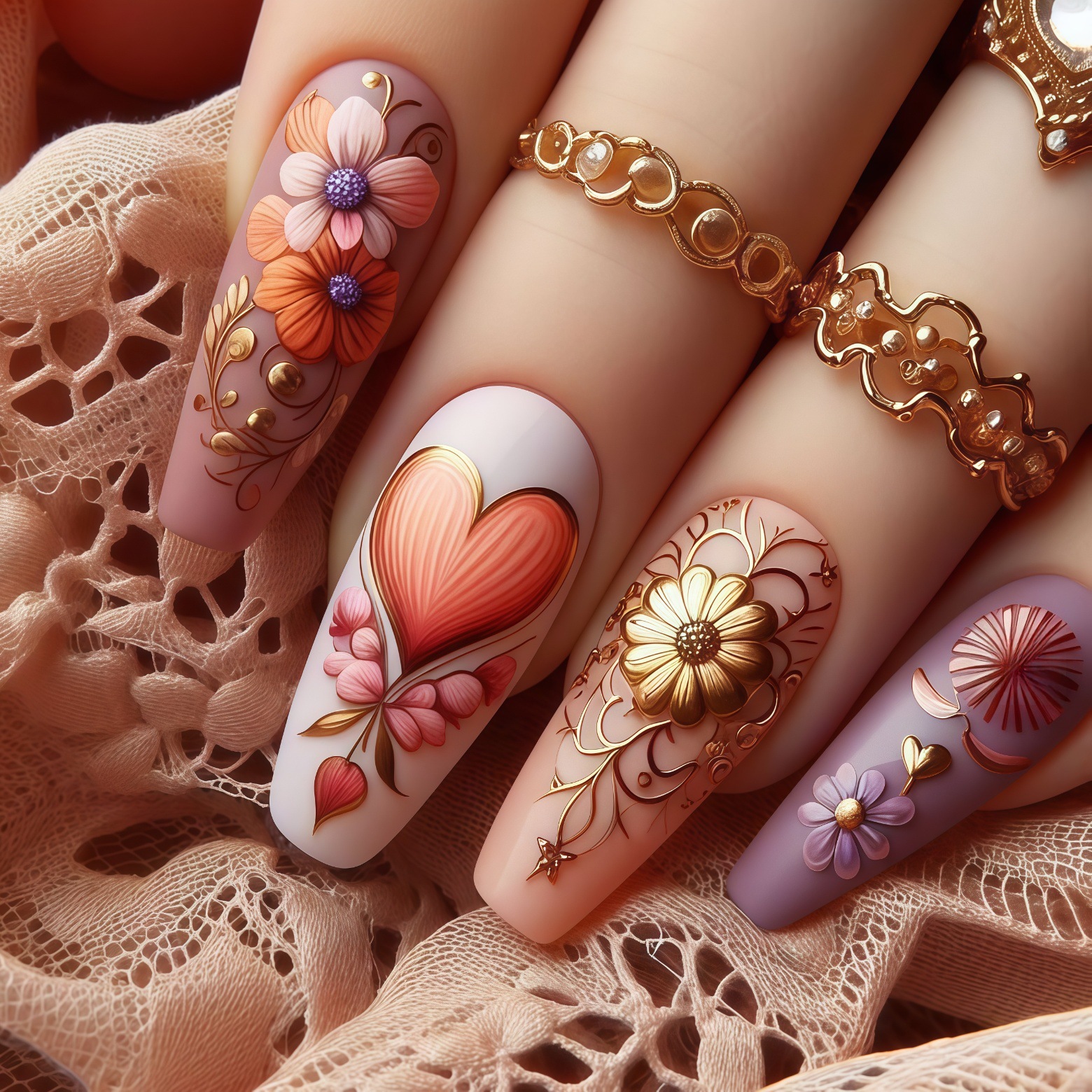 24pcs/set 3D fake nails for wo - Pressed Flower Art ulasan dan harga
