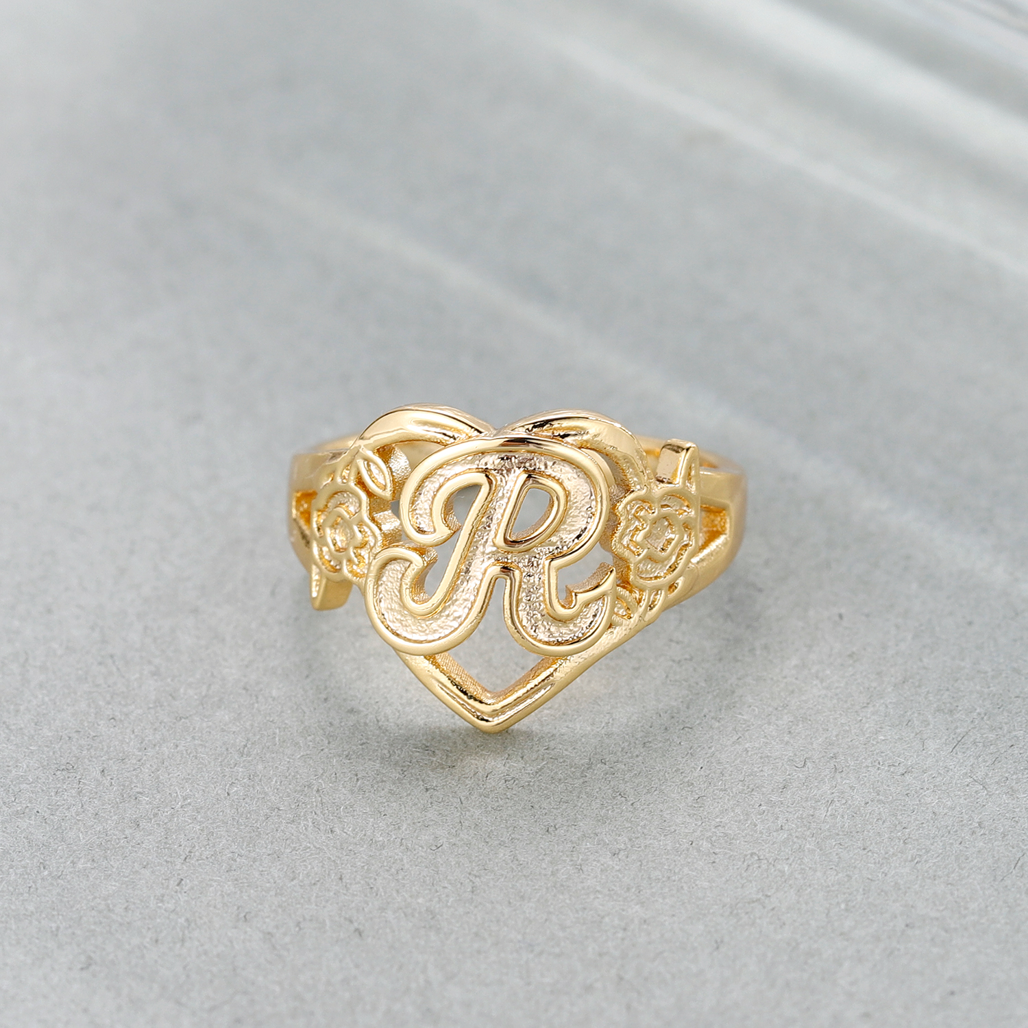 Custom Initials Heart Adjustab - Initial Ring Custom ulasan dan harga