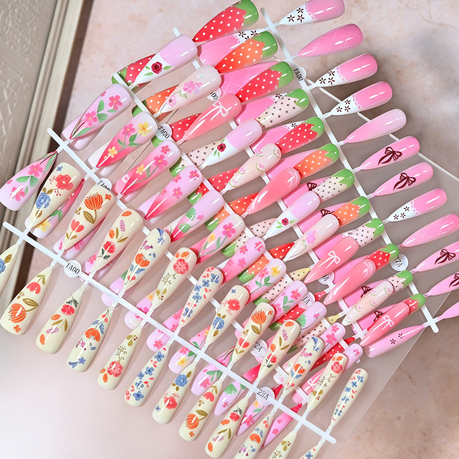 120Pcs Long Almond Press On Na - Pressed Flower Art ulasan dan harga