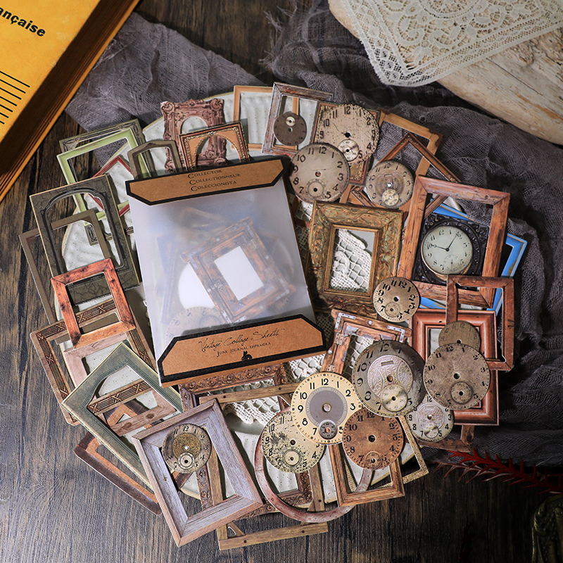 32pcs Vintage Embossed Photo F - Engraved Wood Frame ulasan dan harga
