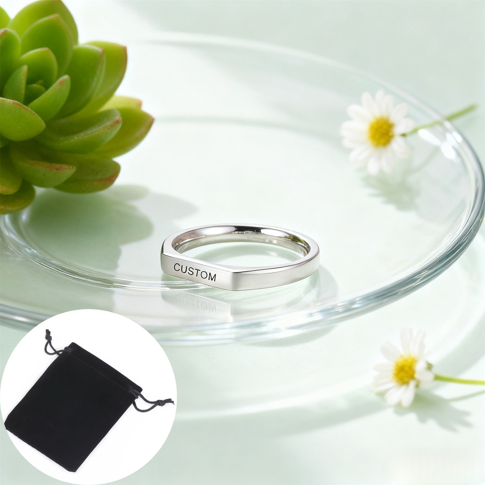 Customized Date Name Ring Stai - Initial Ring Custom ulasan dan harga