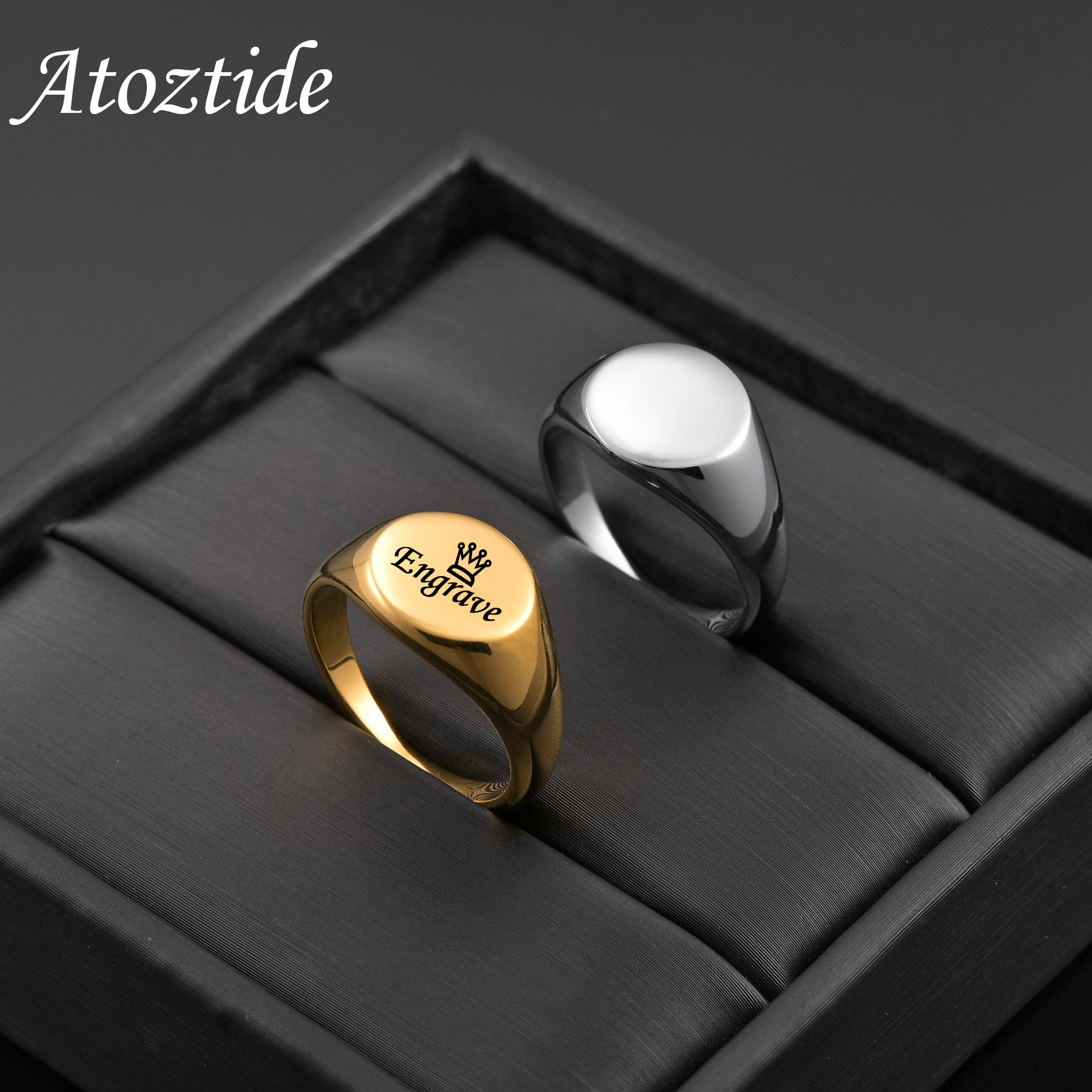 Atoztide Custom Engraved Ring  - Initial Ring Custom ulasan dan harga