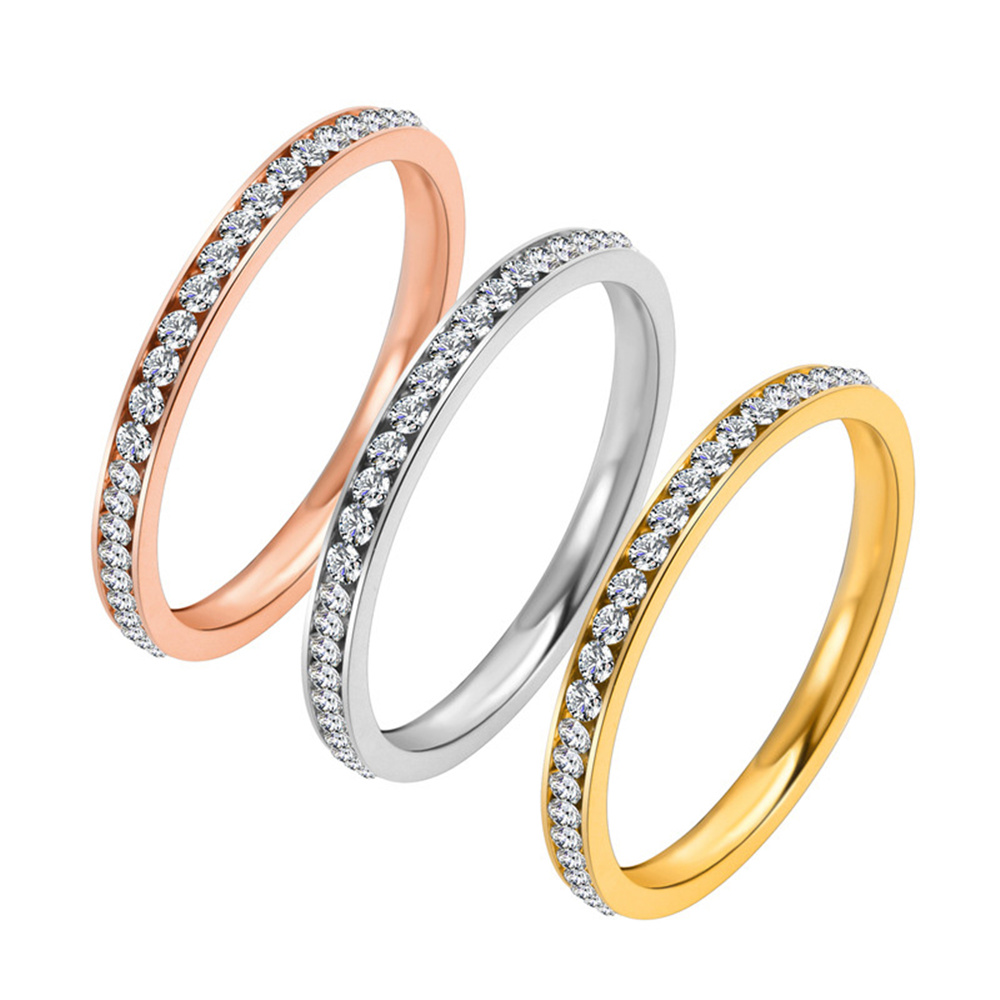 2mm Iced Out Cubic Zirconia Ri - Initial Ring Custom ulasan dan harga