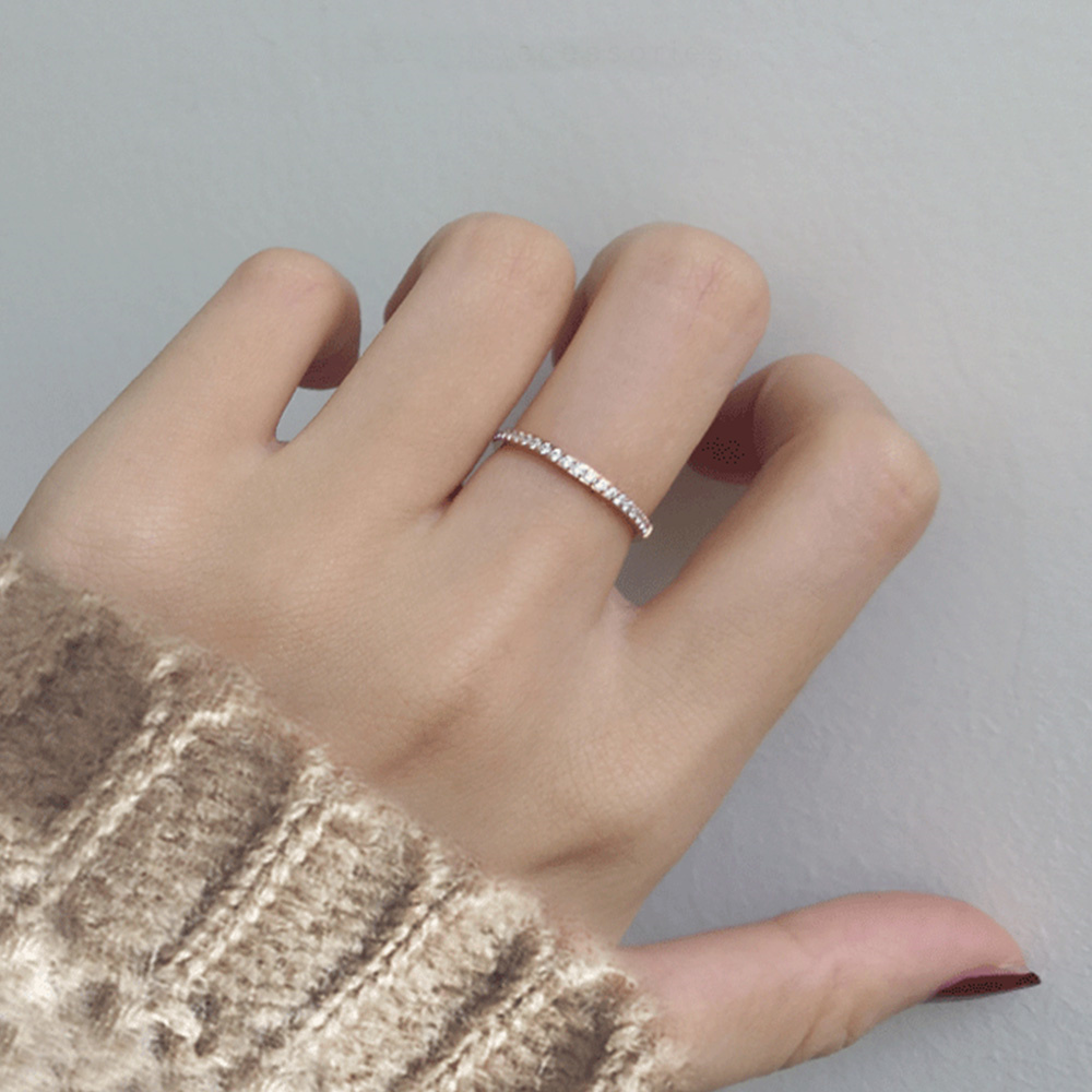2mm Iced Out Cubic Zirconia Ri - Initial Ring Custom ulasan dan harga