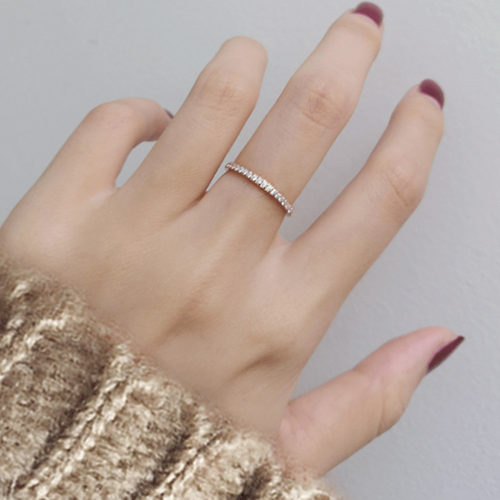 2mm Iced Out Cubic Zirconia Ri - Initial Ring Custom ulasan dan harga