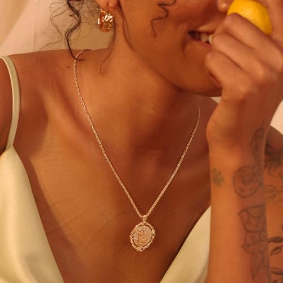 Fettero Gold Necklace for Wome - Birth Flower Necklace ulasan dan harga