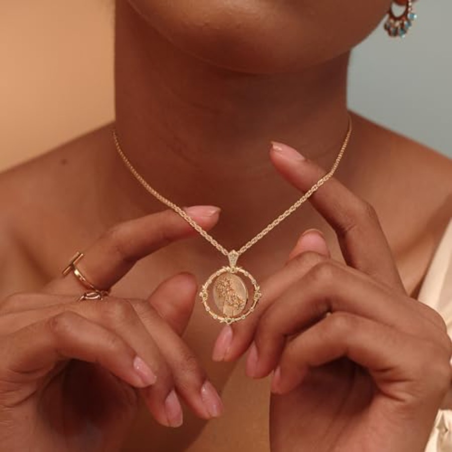Fettero Gold Necklace for Wome - Birth Flower Necklace ulasan dan harga
