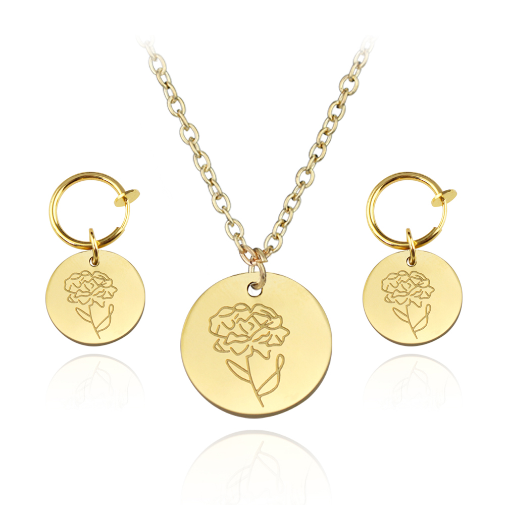 New Arrival Stainless Steel Bi - Birth Flower Necklace ulasan dan harga