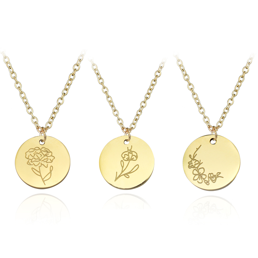 New Arrival Stainless Steel Bi - Birth Flower Necklace ulasan dan harga
