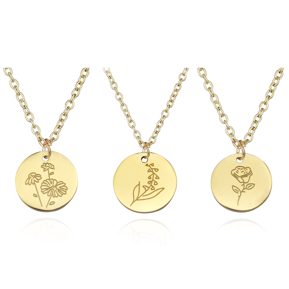 New Arrival Stainless Steel Bi - Birth Flower Necklace ulasan dan harga