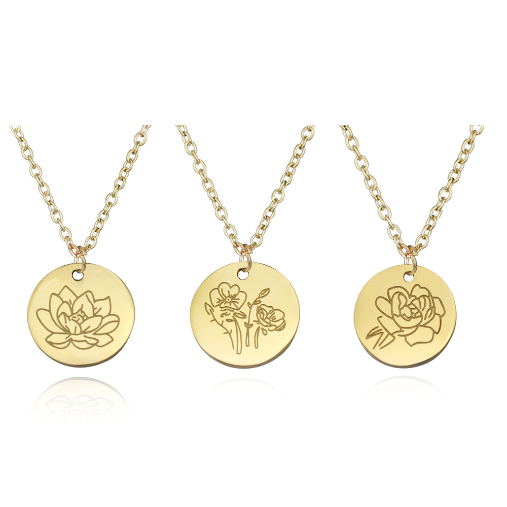 New Arrival Stainless Steel Bi - Birth Flower Necklace ulasan dan harga