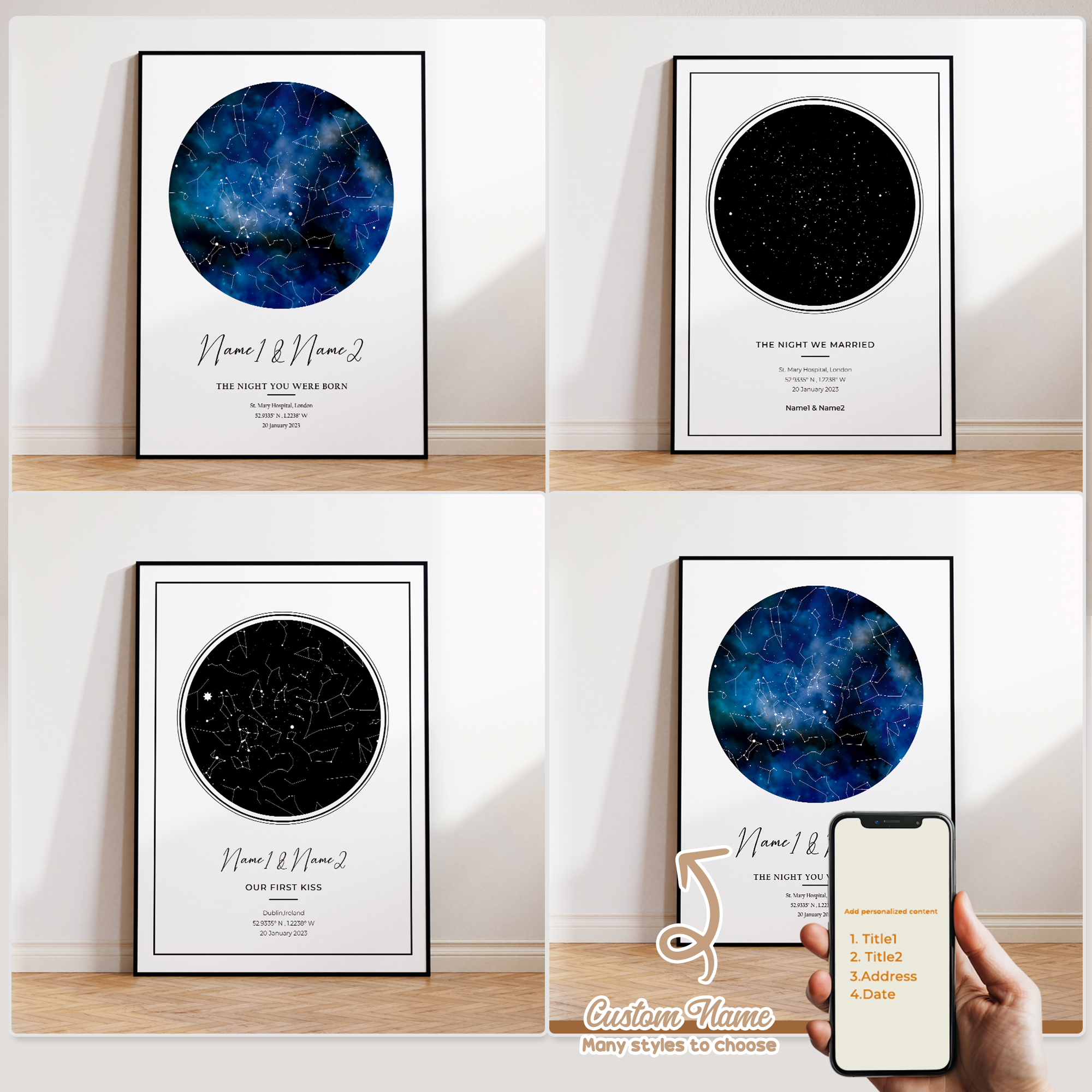 Modern Custom Personalized Nig - Custom Star Map ulasan dan harga