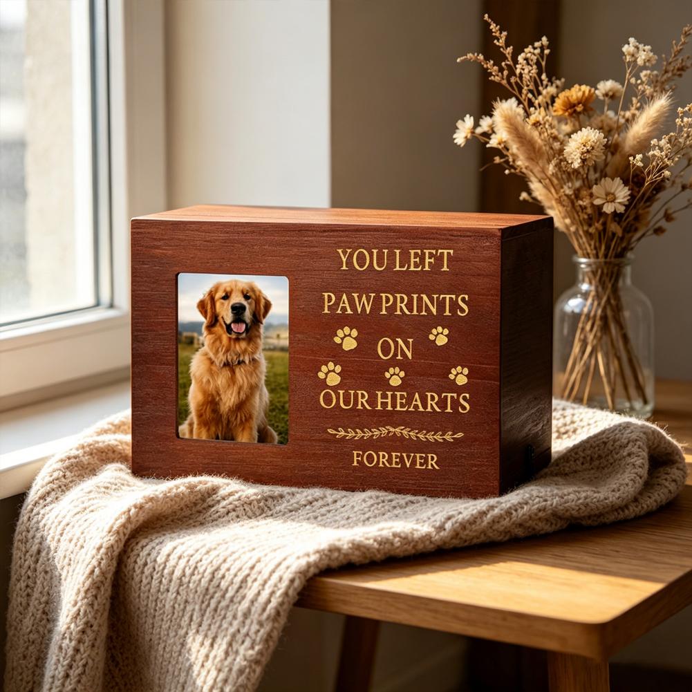 Wooden Pet Urn Solid Wood with - Engraved Wood Frame ulasan dan harga