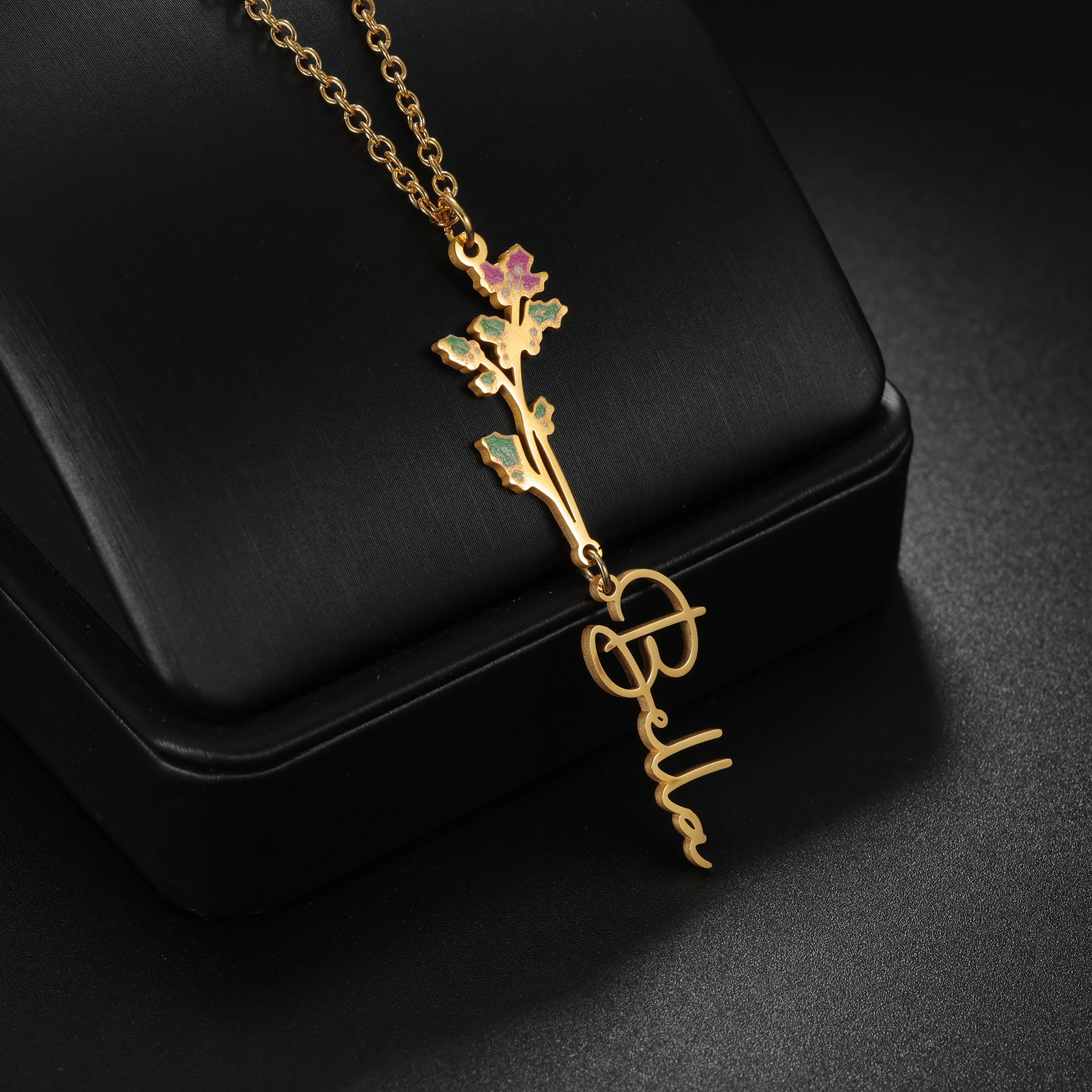 Acheerup Custom Name Necklace  - Birth Flower Necklace ulasan dan harga
