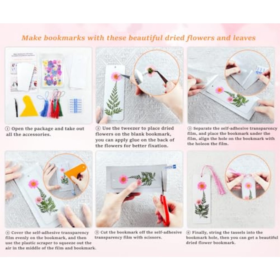 Cardstock Blank Bookmarks Set, - Dried Flower Bookmark ulasan dan harga