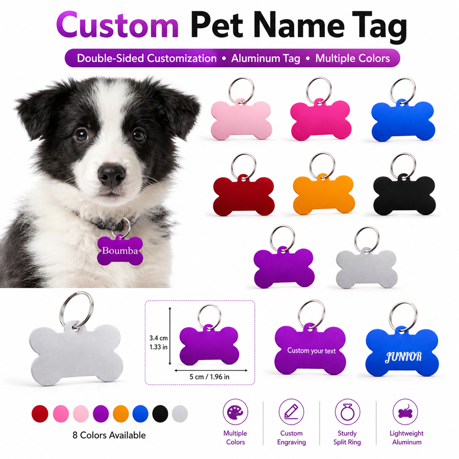 Bone Shaped Custom Name Dog Ta - Pet Portrait Custom ulasan dan harga